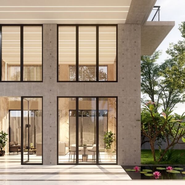 Bardage composite sur façade latérale à La Hulpe